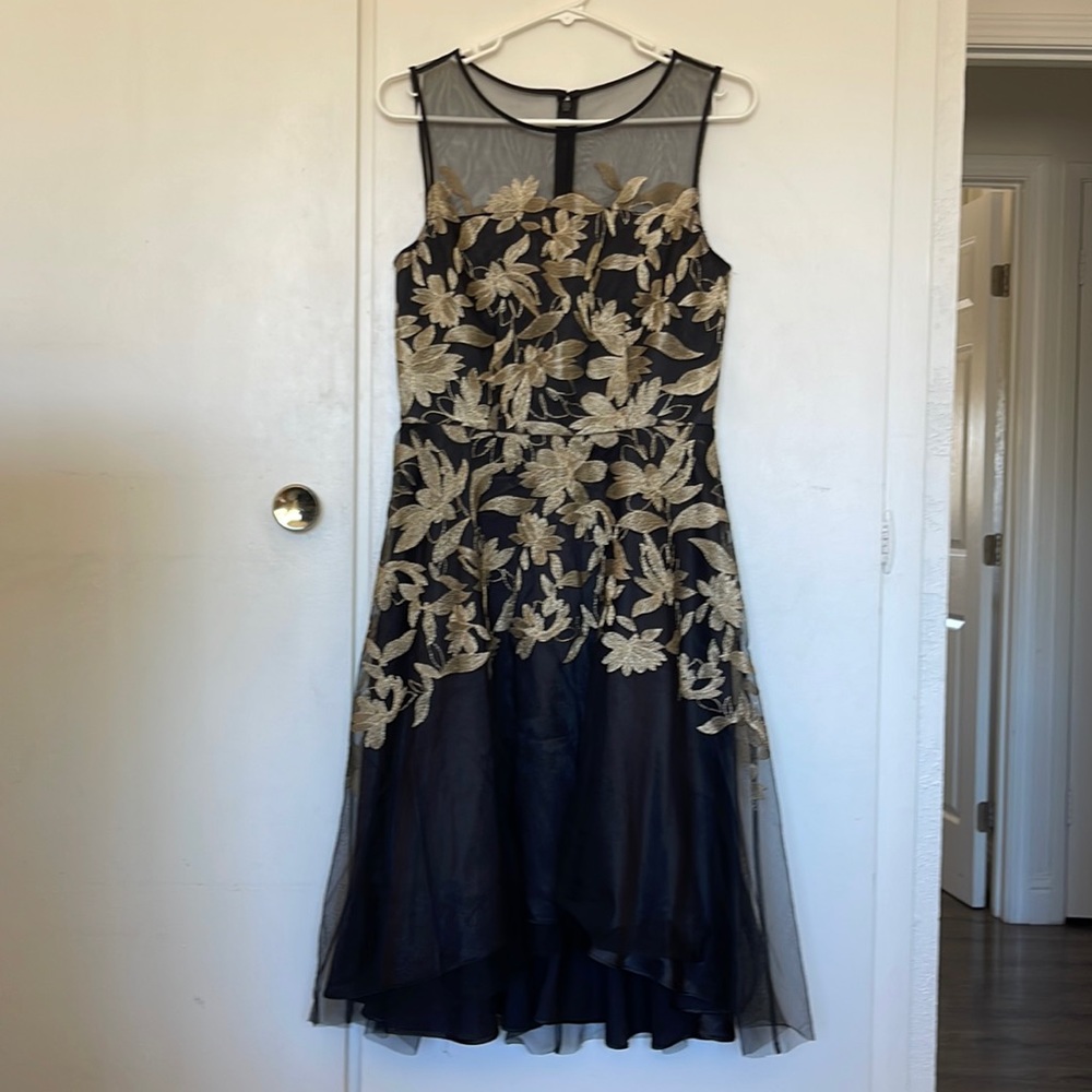Tahari black/gold dress
